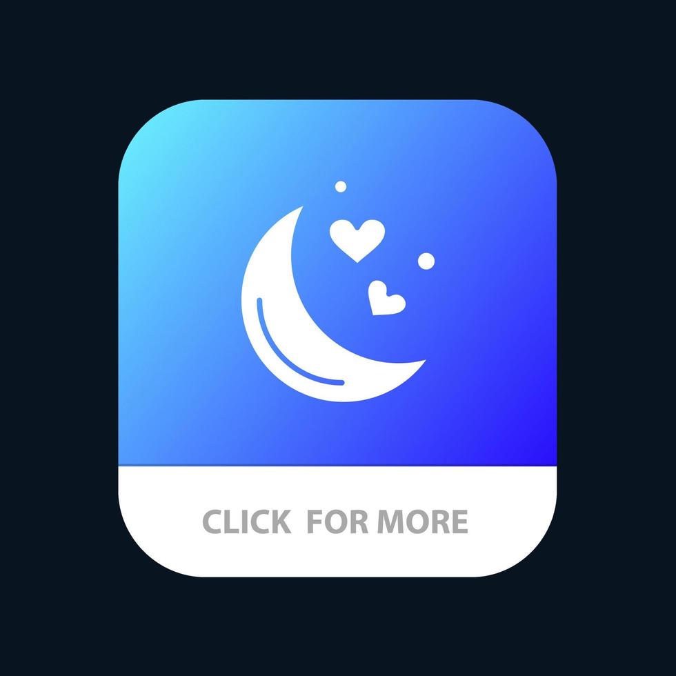 noche de luna amor noche romántica botón de la aplicación móvil versión de glifo de android e ios vector