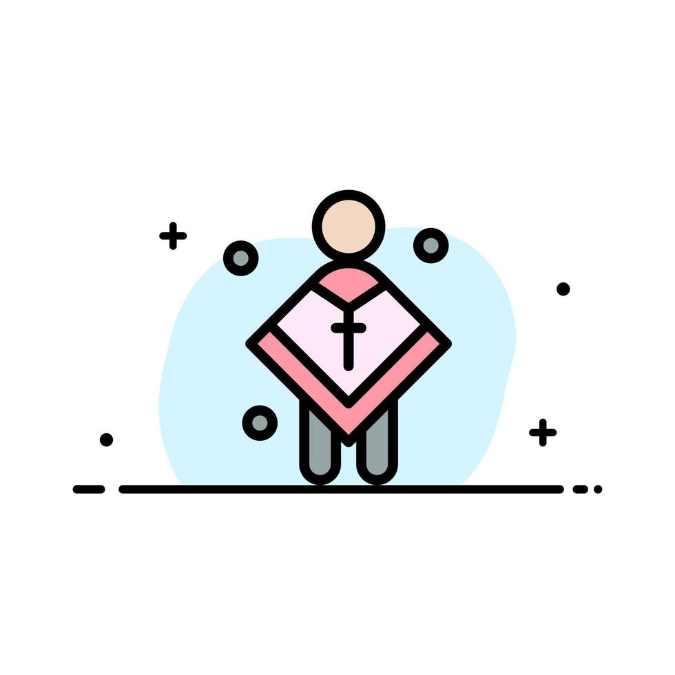 Christian Church Male Man Preacher  Business Flat Line Filled Icon Vector Banner Template