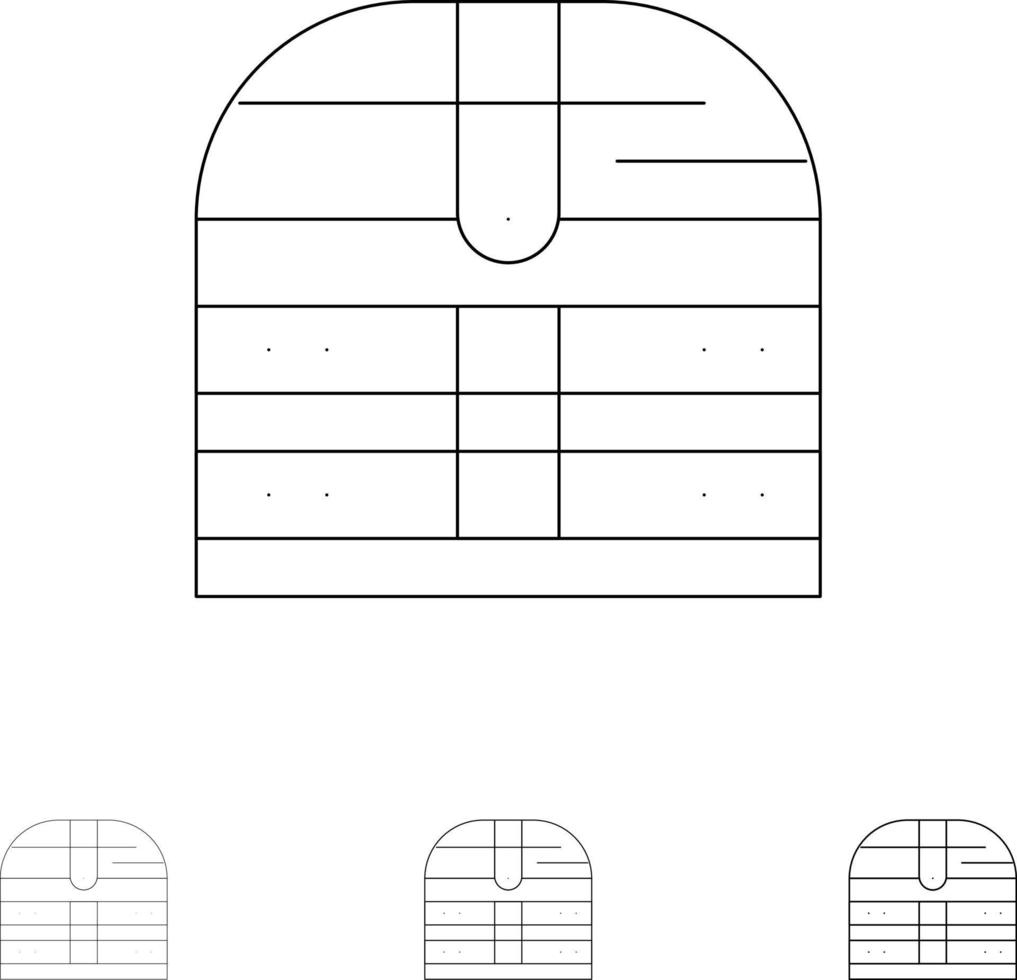 Box Money Ireland Security Bold and thin black line icon set vector