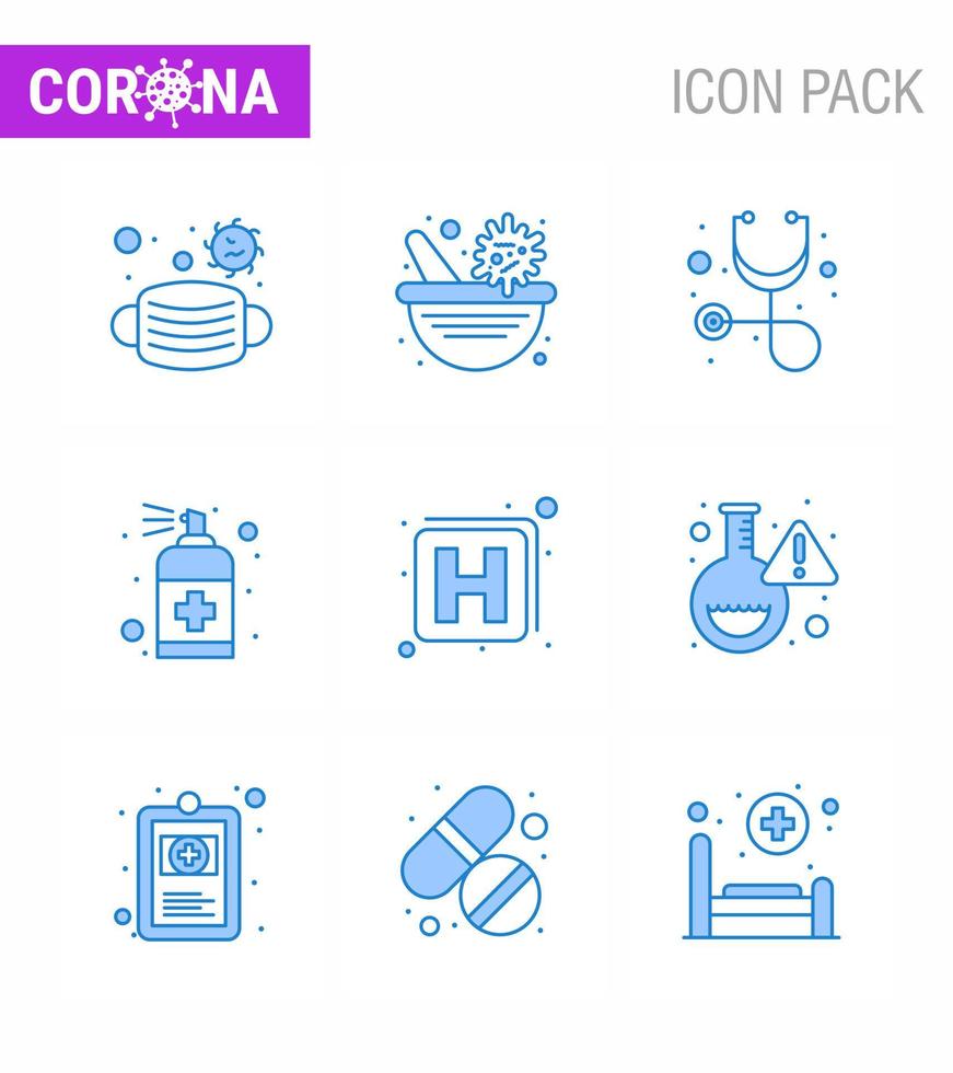 nuevo coronavirus 2019ncov 9 paquete de iconos azules medicina jabón diagnóstico cuidado de manos botella coronavirus viral 2019nov enfermedad vector elementos de diseño