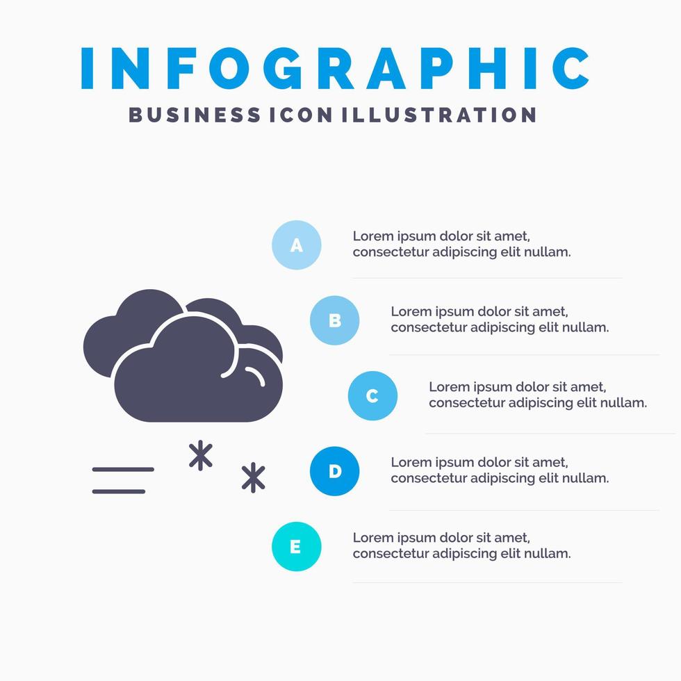 nube lloviendo pronóstico lloviendo clima lluvioso icono sólido infografía 5 pasos presentación antecedentes vector