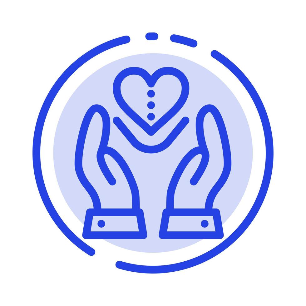 Care Compassion Feelings Heart Love Blue Dotted Line Line Icon vector
