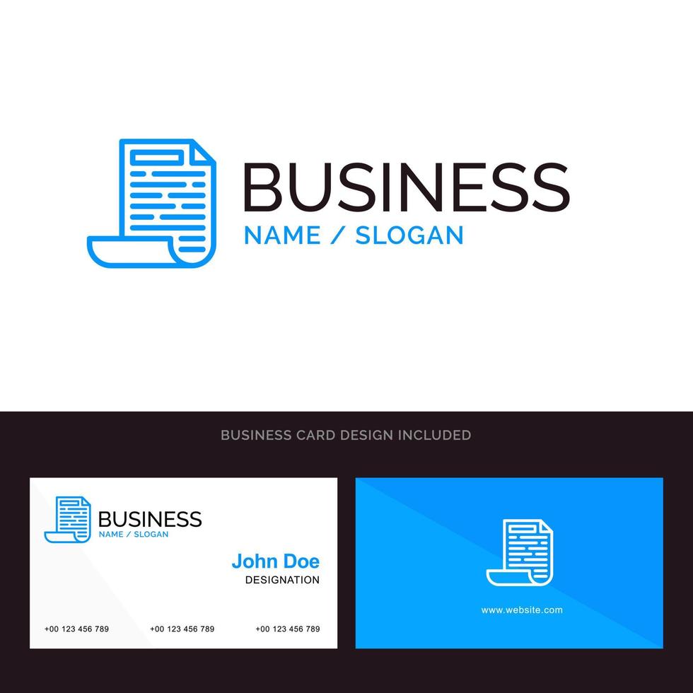 File Design Document Blue Business logo and Business Card Template Front and Back Design vector