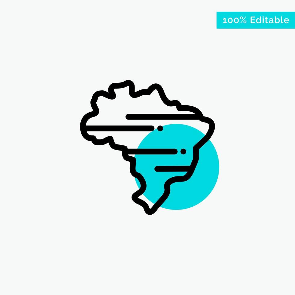 Brazil Map Country turquoise highlight circle point Vector icon