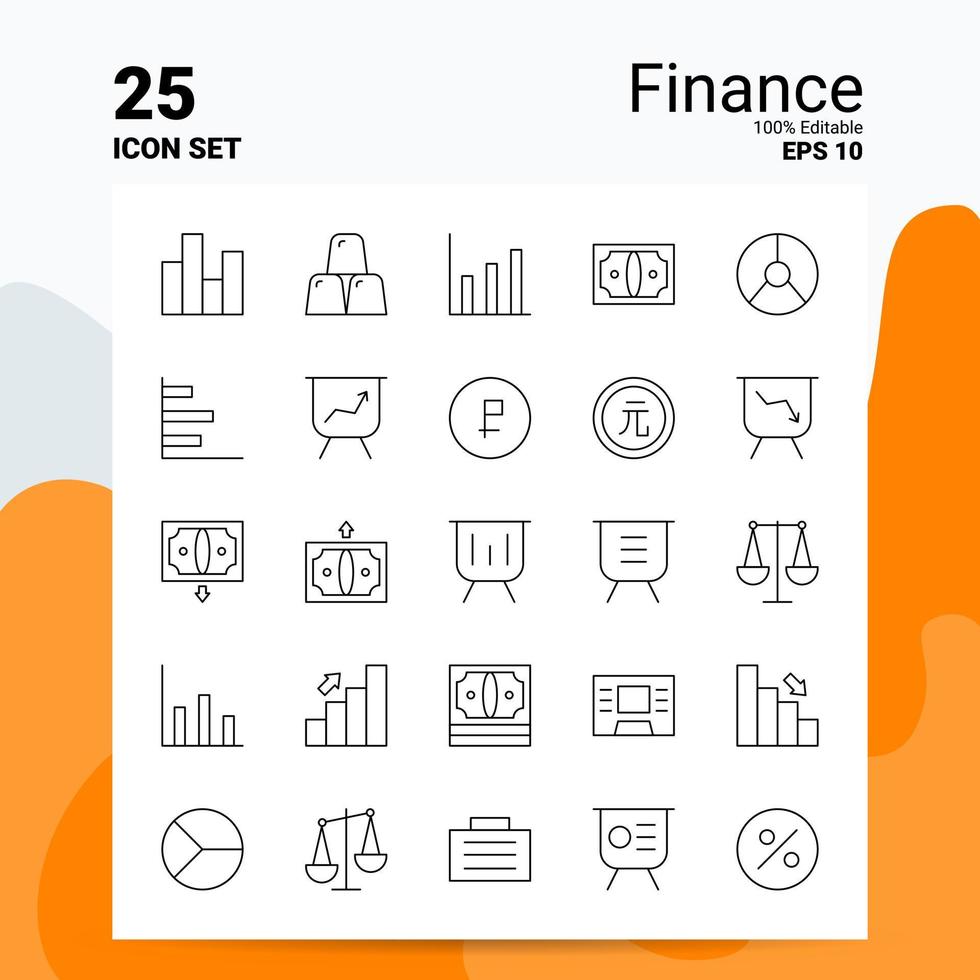 25 Finance Icon Set 100 Editable EPS 10 Files Business Logo Concept Ideas Line icon design vector