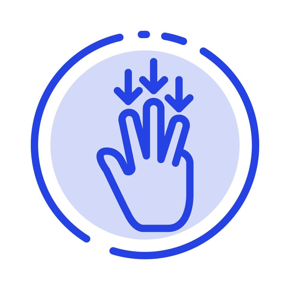 Finger Down Arrow Gestures Blue Dotted Line Line Icon vector