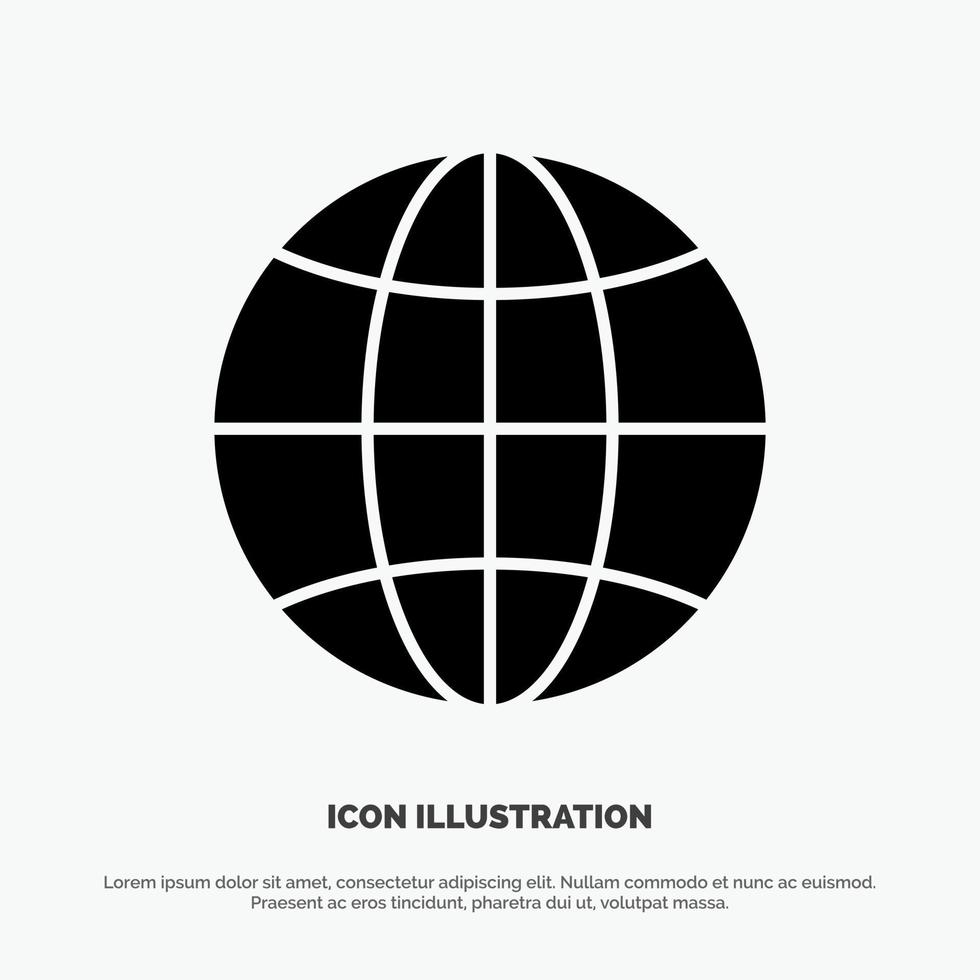 World Globe Internet Design solid Glyph Icon vector