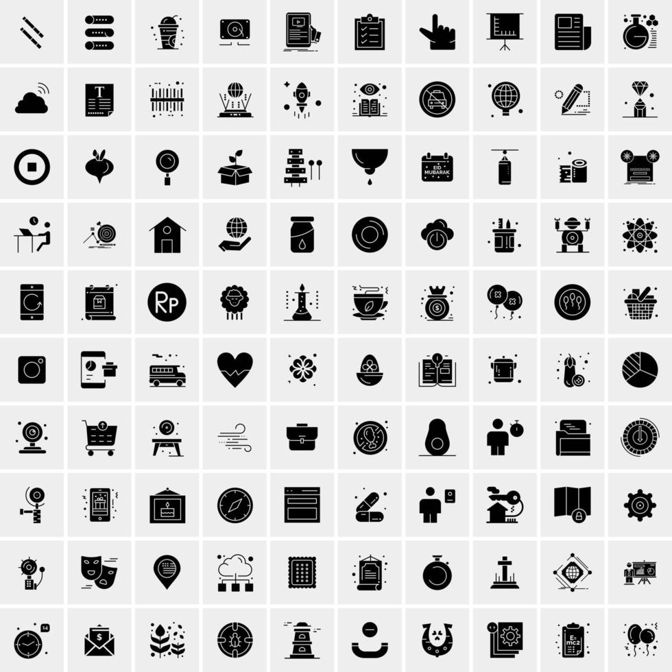 Set of 100 Universal Solid Icons vector