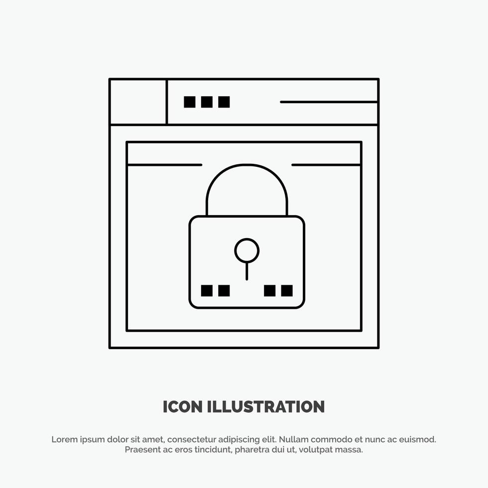 Login Secure Web Layout Password Lock Line Icon Vector