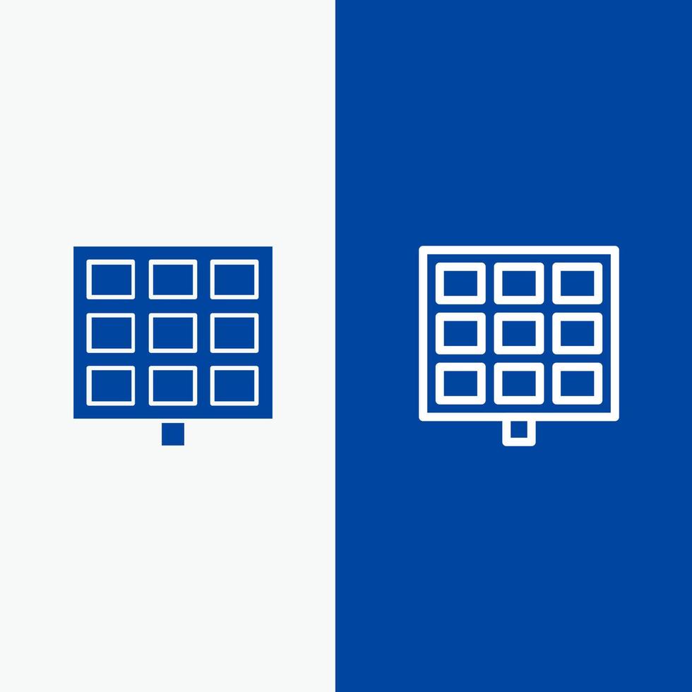 Panel Solar Construction Line and Glyph Solid icon Blue banner Line and Glyph Solid icon Blue banner vector