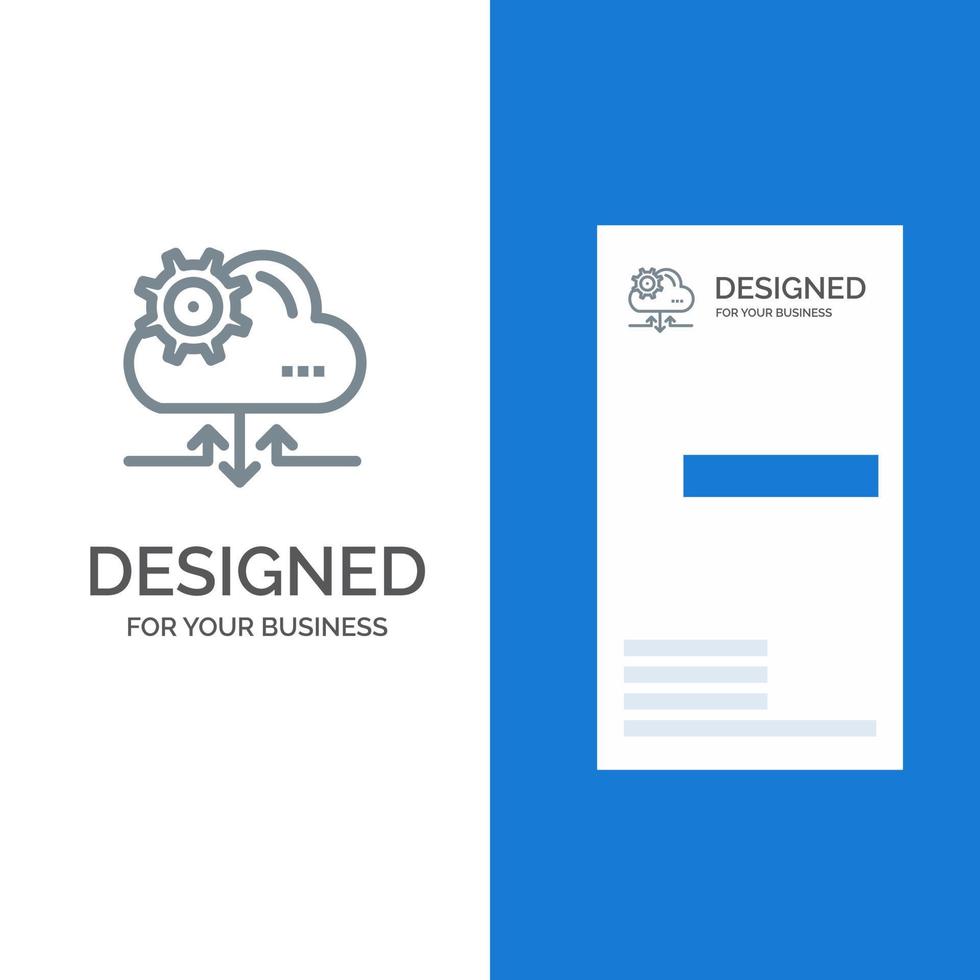 Cloud Setting Gear Arrow Grey Logo Design and Business Card Template vector