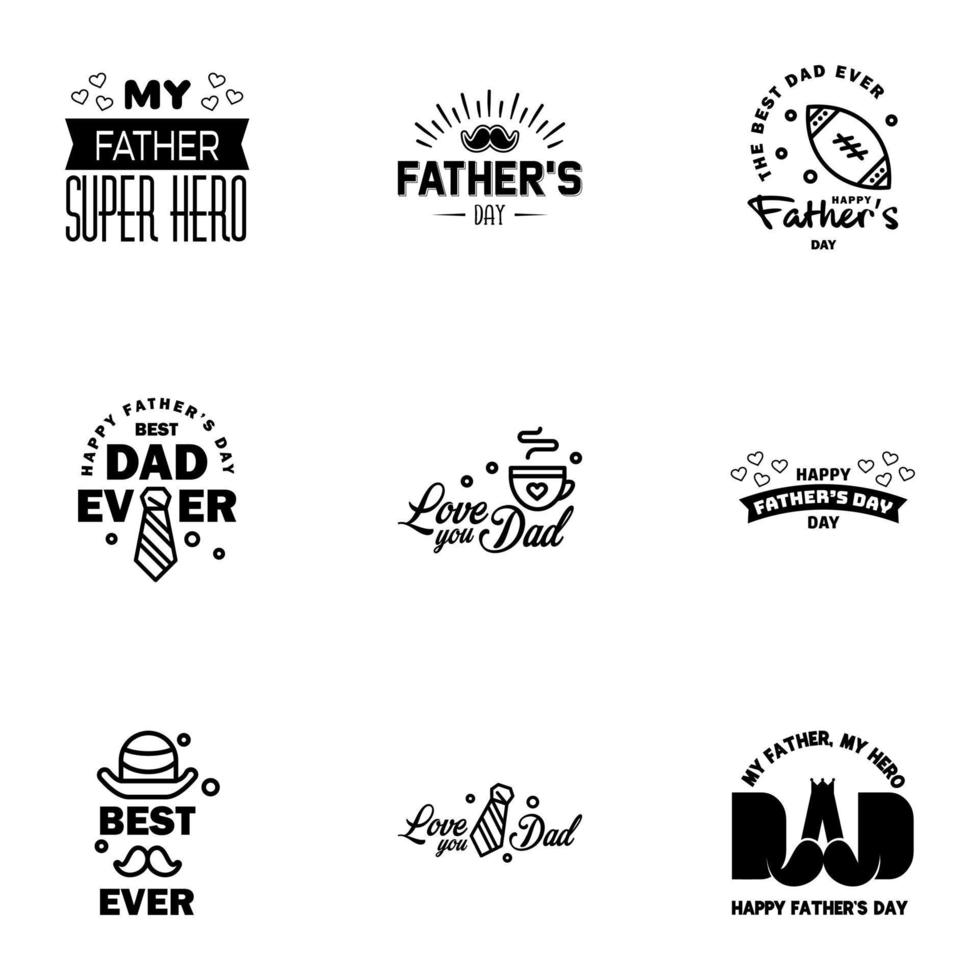 Love You Papa Card Design for Happy Fathers Day Typography Collection 9 Black Design Editable Vector Design Elements