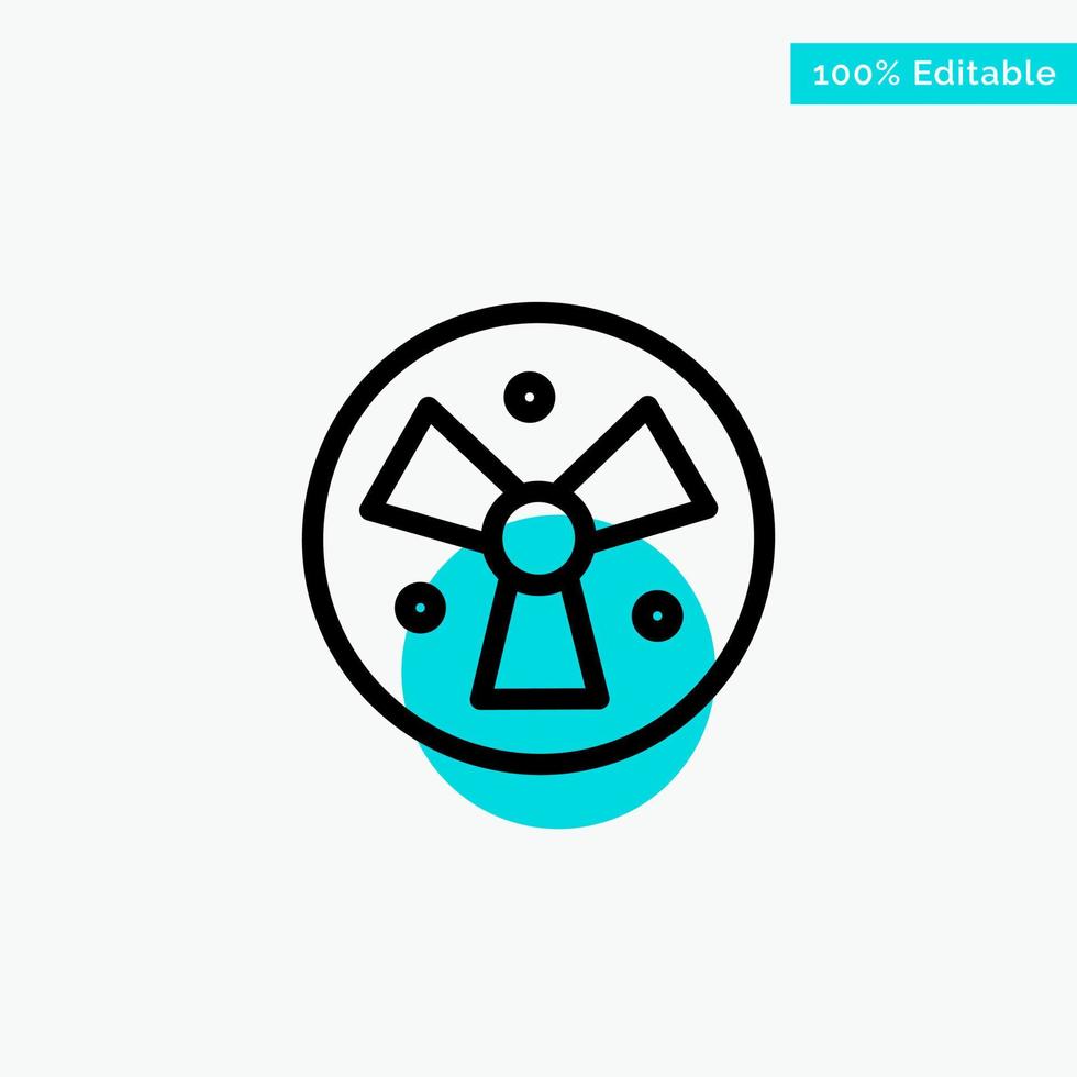 Radiation Warning Medical Fan turquoise highlight circle point Vector icon