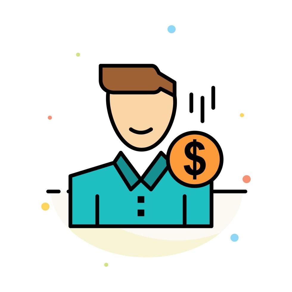 Cost Fee Male Money Payment Salary User Abstract Flat Color Icon Template vector