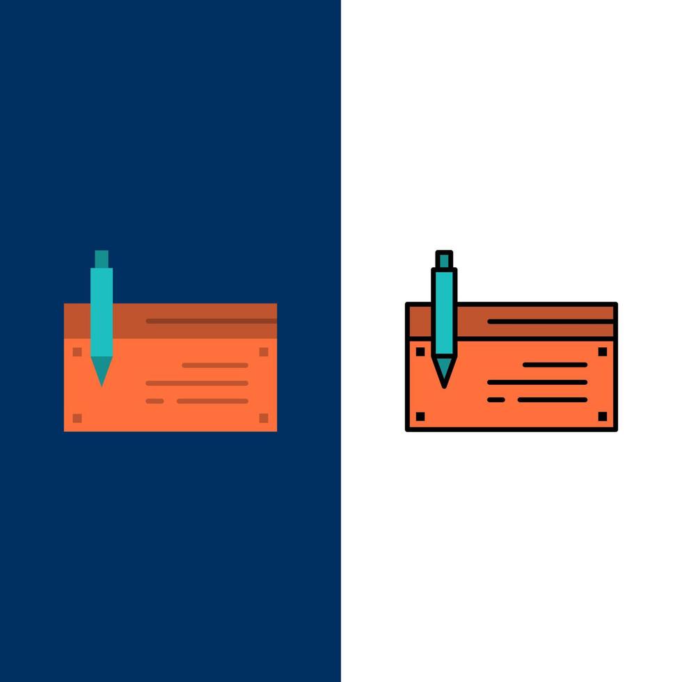 Check Account Bank Banking Finance Financial Payment  Icons Flat and Line Filled Icon Set Vector Blue Background