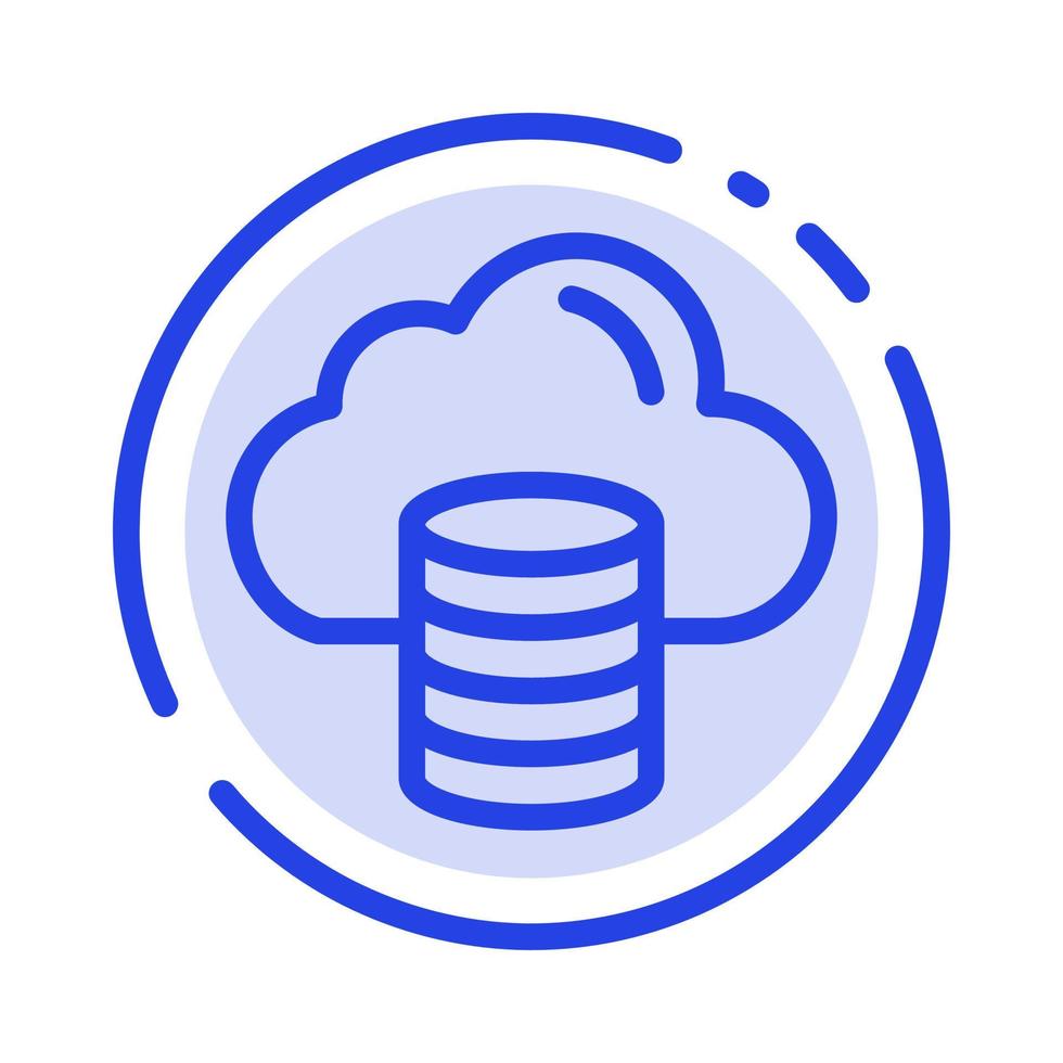 Cloud Computing Money Dollar Blue Dotted Line Line Icon vector
