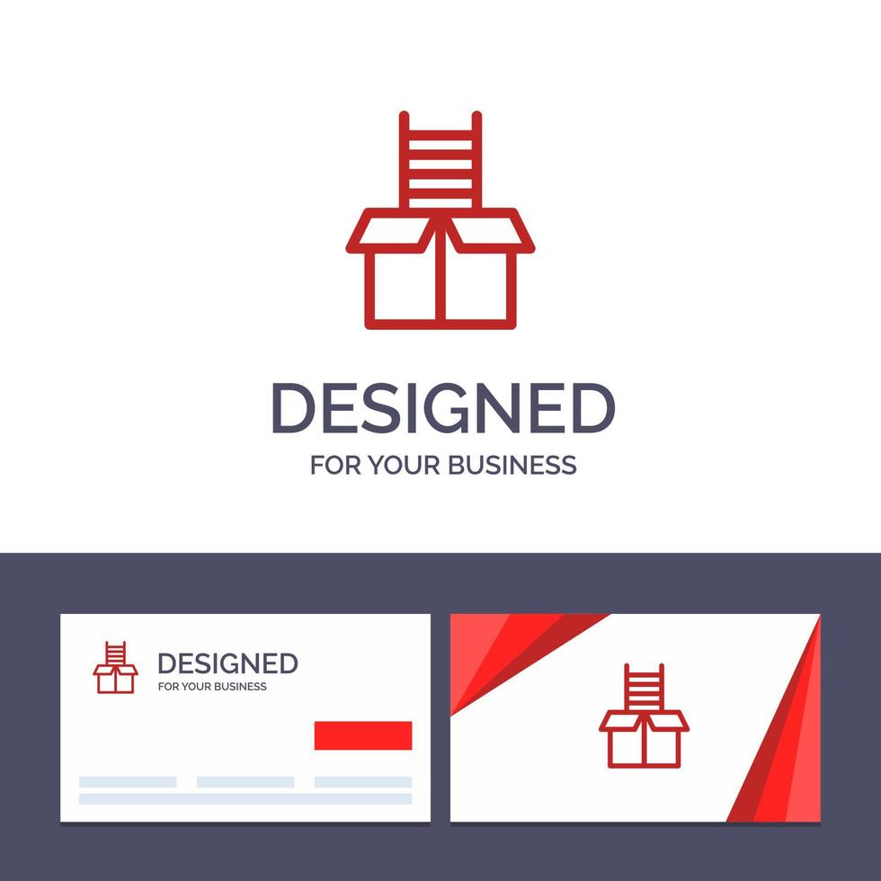 tarjeta de visita creativa y caja de plantilla de logotipo regalo éxito subir ilustración vectorial vector