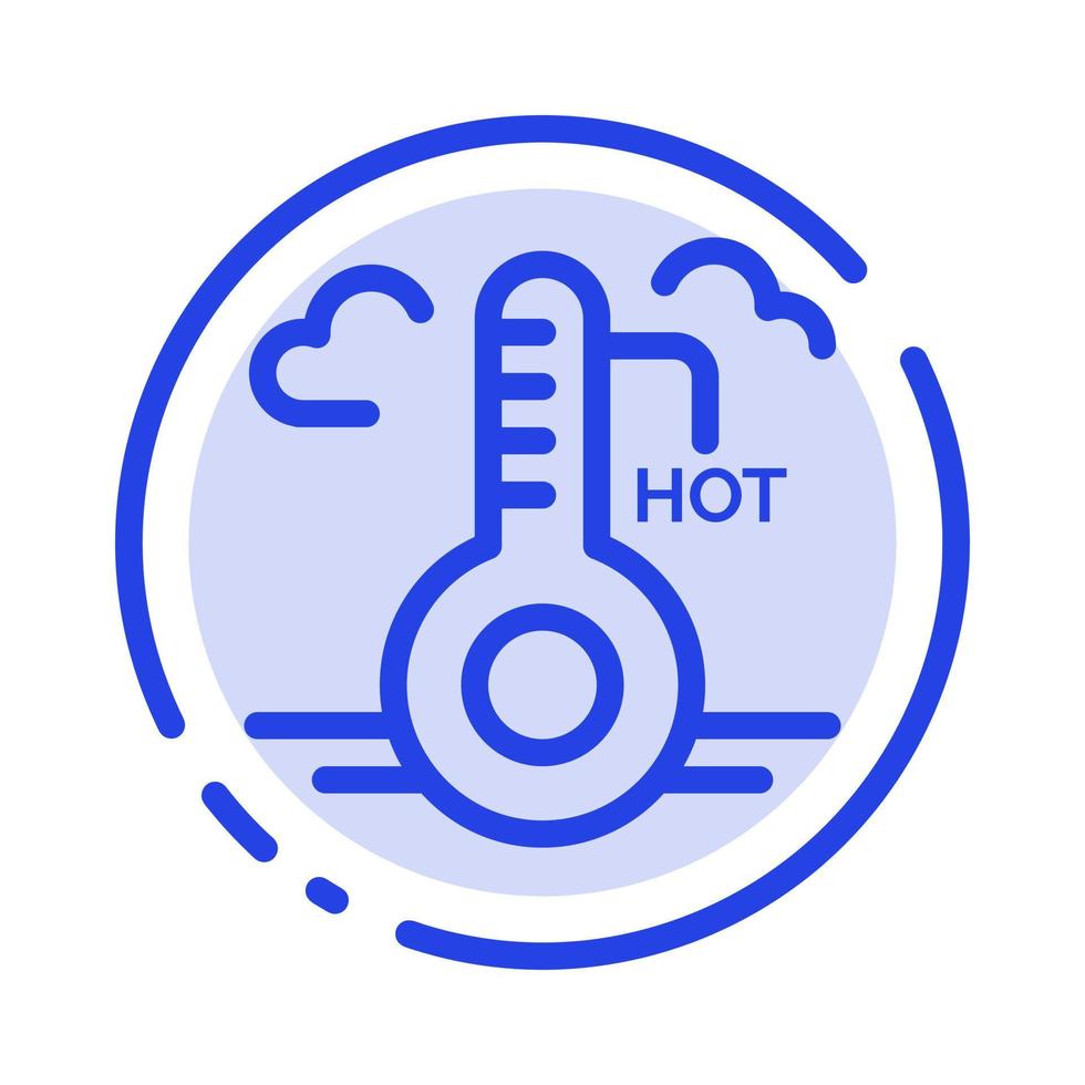 temperatura actualización de clima cálido línea punteada azul icono de línea vector