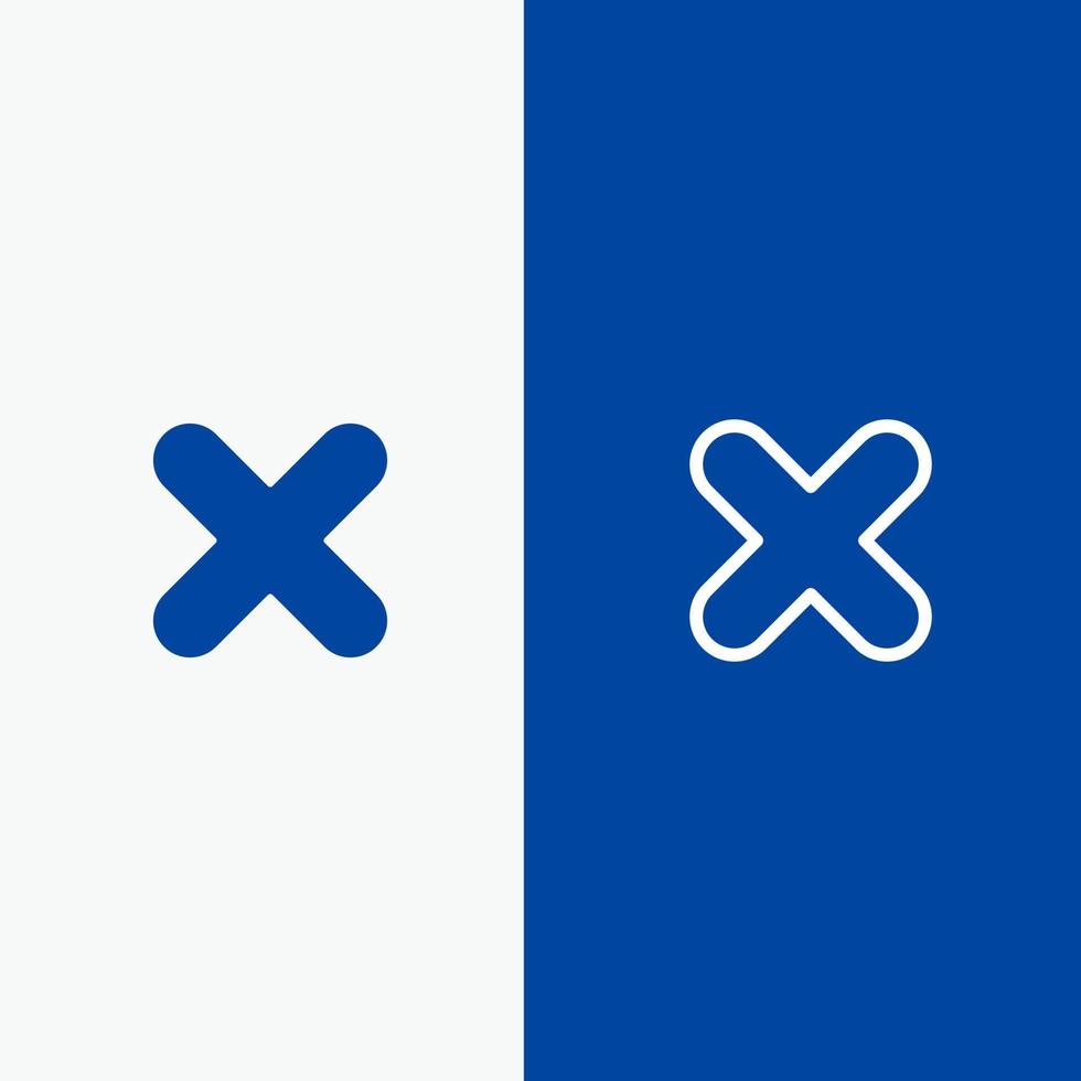 Delete Cancel Close Cross Line and Glyph Solid icon Blue banner Line and Glyph Solid icon Blue banner vector