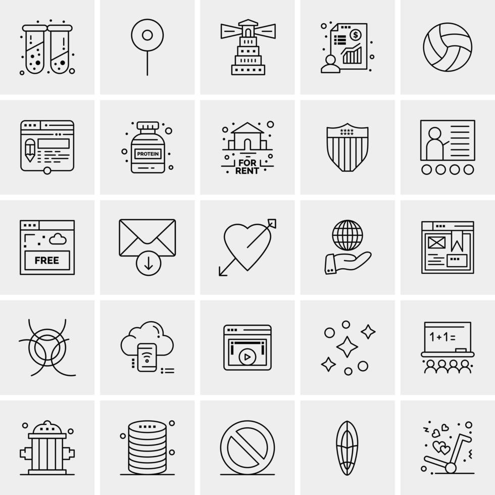 25 iconos de negocios universales vector ilustración de icono creativo para usar en proyectos relacionados con la web y dispositivos móviles