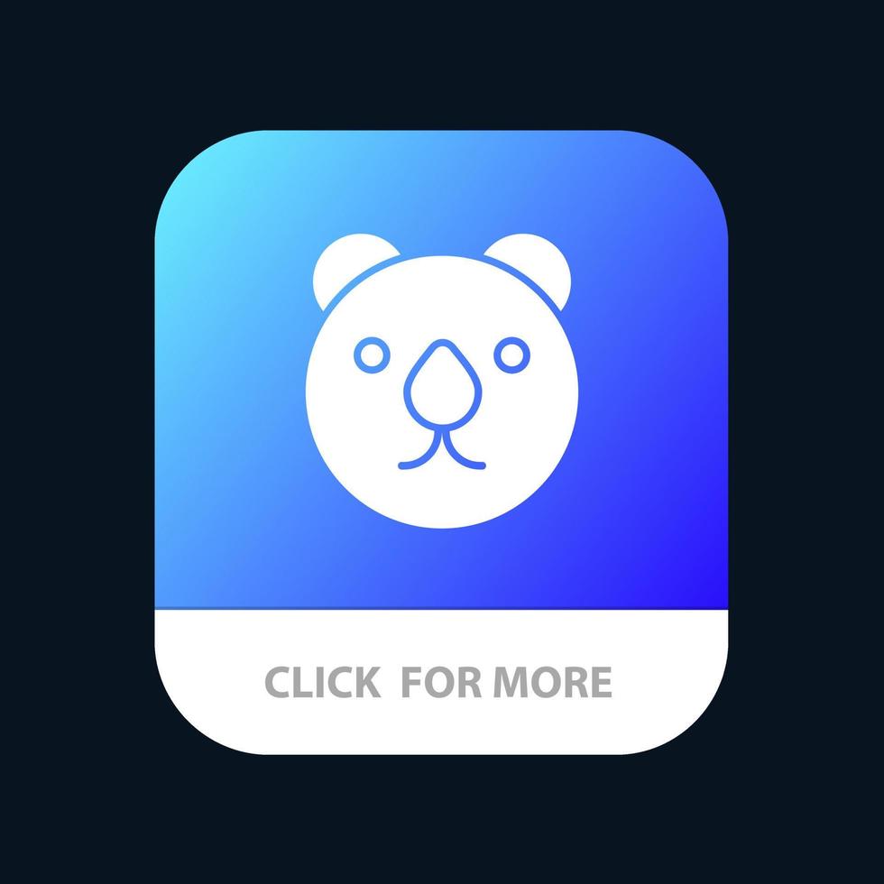 botón de la aplicación móvil bear head predator versión de glifo de android e ios vector