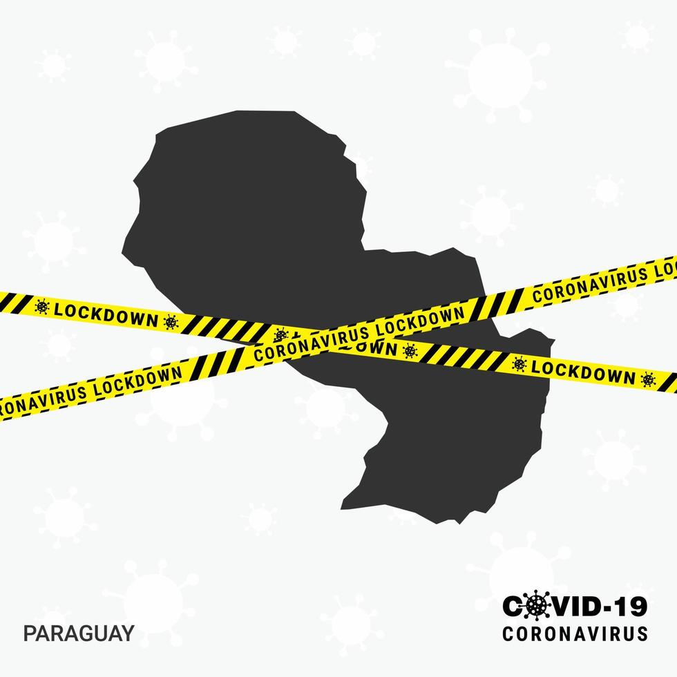 plantilla de bloqueo de mapa de paraguaycountry para pandemia de coronavirus para detener la transmisión de virus plantilla de concientización covid 19 vector