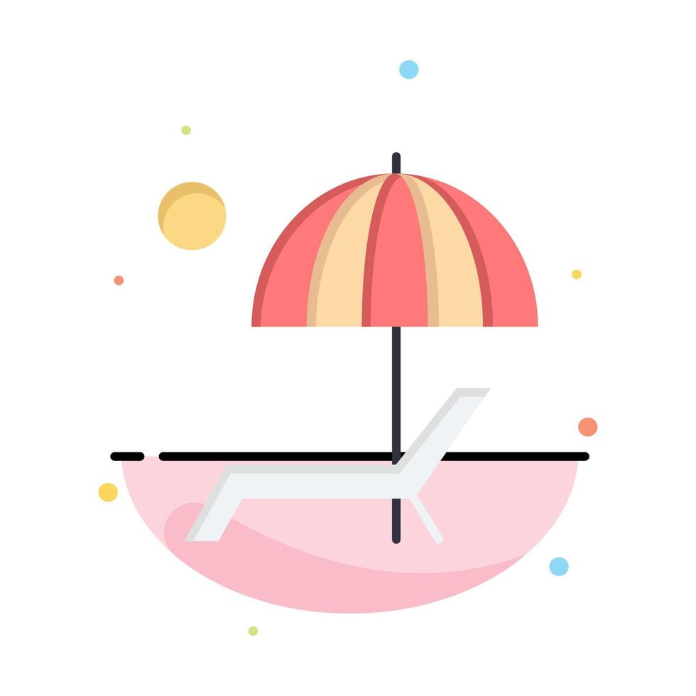 Beach Umbrella Bench Enjoy Summer Abstract Flat Color Icon Template vector