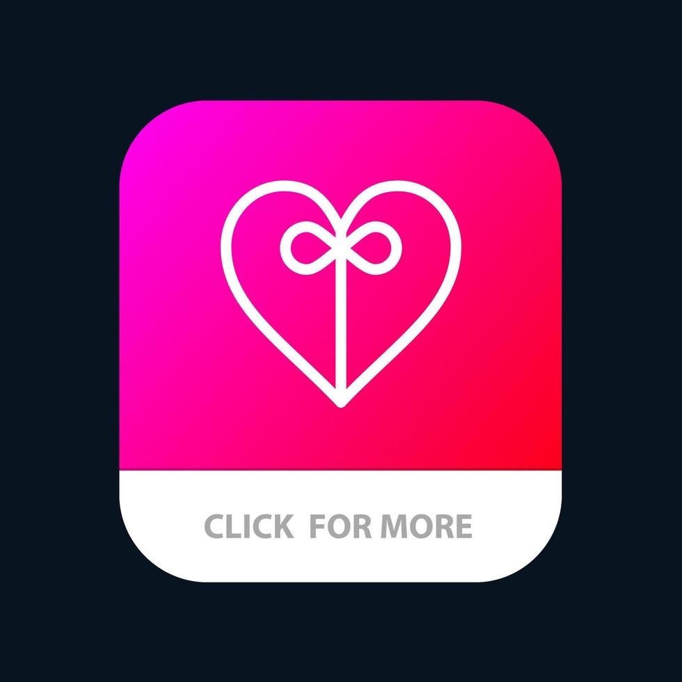 botón de aplicación móvil de cinta de regalo de corazón versión de línea de android e ios vector