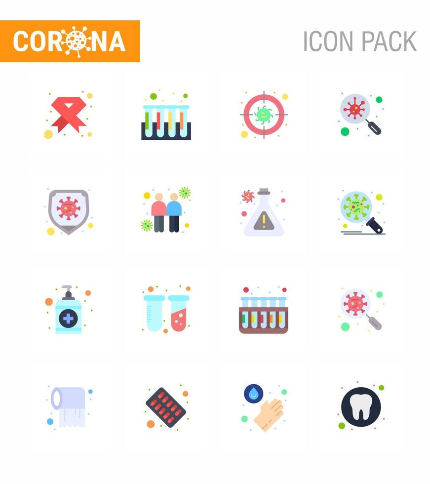 icono de conciencia de coronavirus 16 iconos de color plano icono incluido escanear encontrar prueba bacterias enfermedad coronavirus viral 2019nov enfermedad vector elementos de diseño