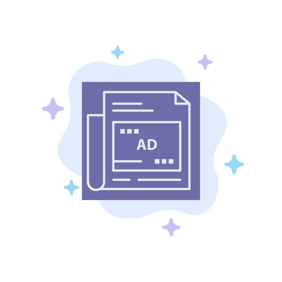 Newspaper Ad Paper Headline Blue Icon on Abstract Cloud Background vector