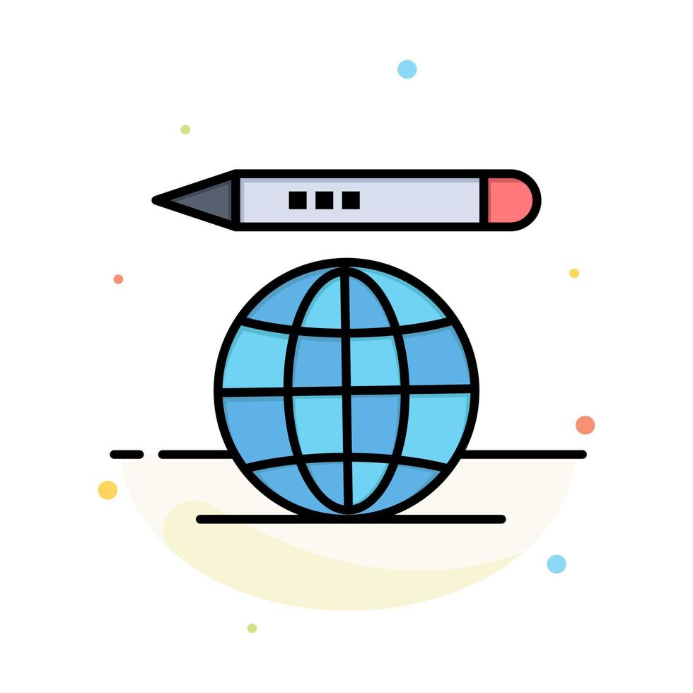 World Education Globe Pencil Abstract Flat Color Icon Template vector