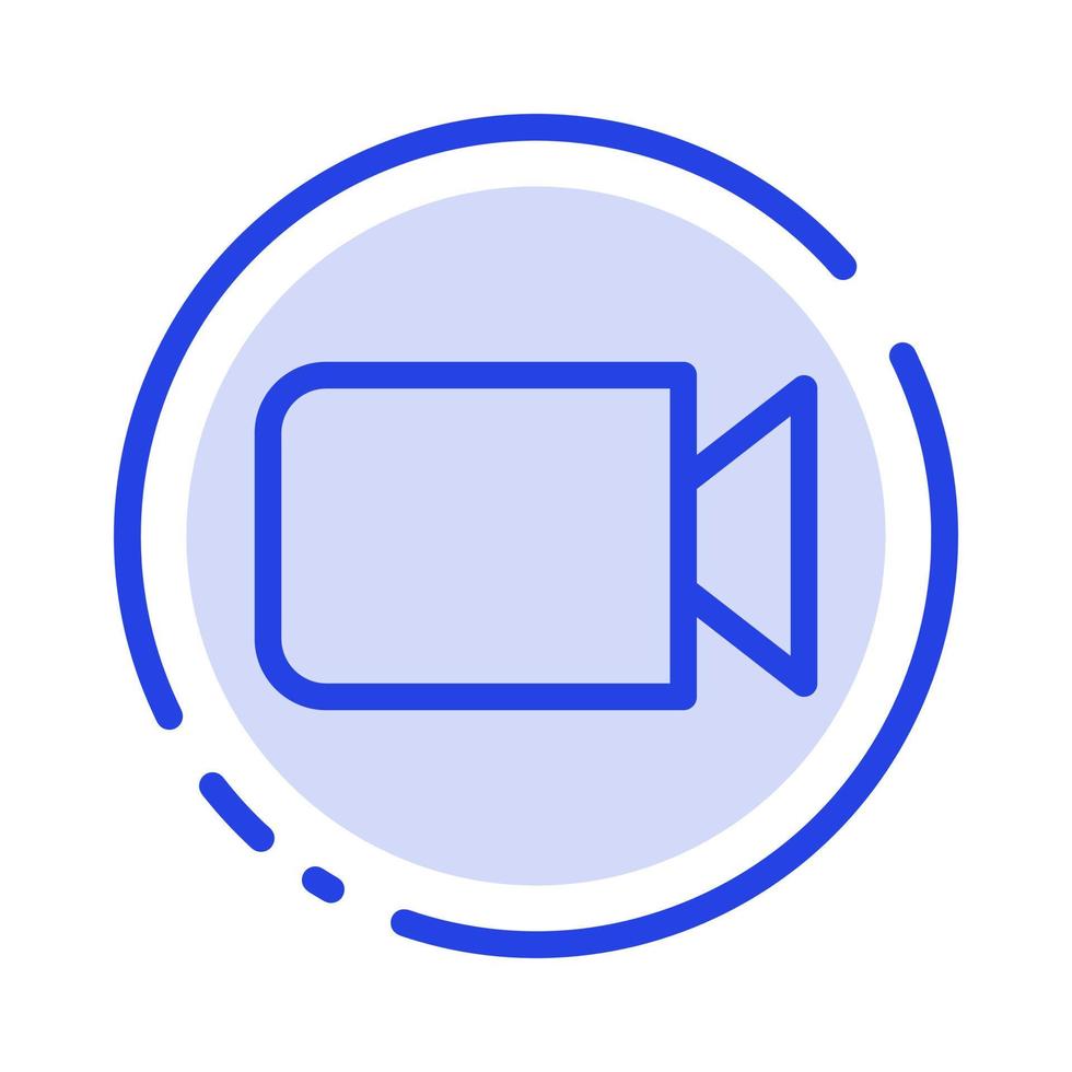 imagen de la cámara interfaz de usuario básica línea punteada azul icono de línea vector
