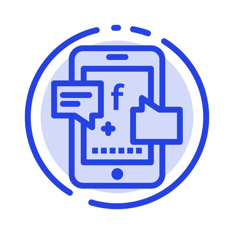 Promotion Social Social Promotion Digital Blue Dotted Line Line Icon vector