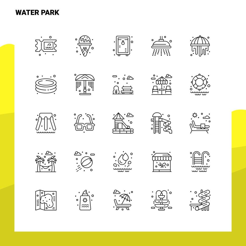 Set of Water Park Line Icon set 25 Icons Vector Minimalism Style Design Black Icons Set Linear pictogram pack