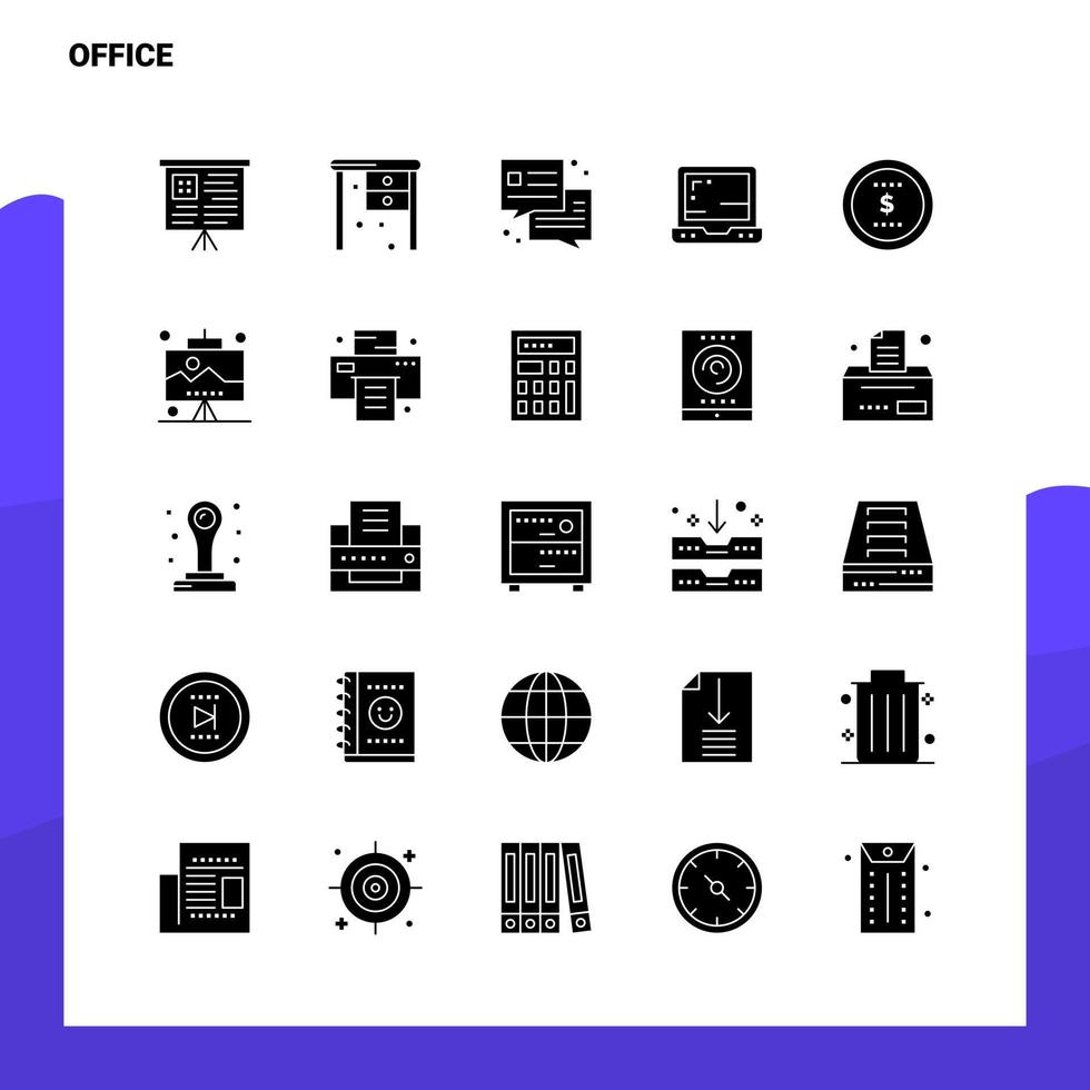 25 Office Icon set Solid Glyph Icon Vector Illustration Template For Web and Mobile Ideas for business company
