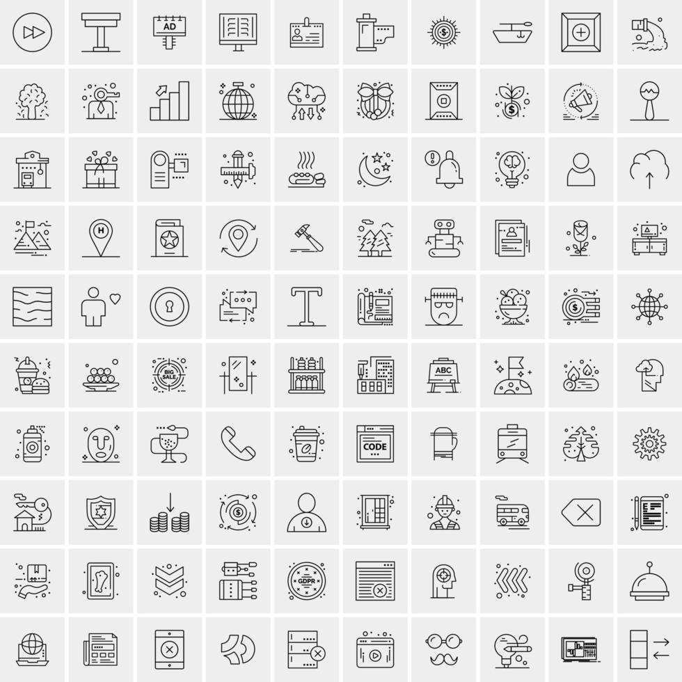 Pack of 100 Universal Line Icons for Mobile and Web vector