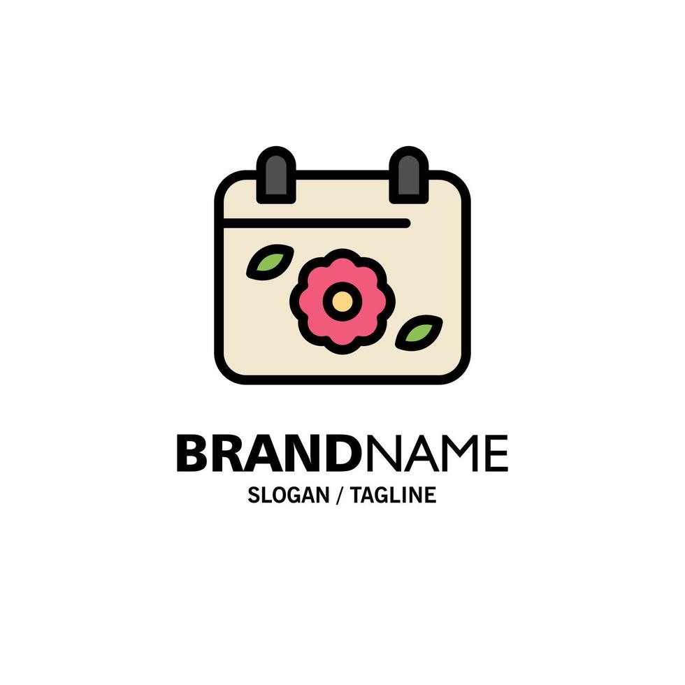 Calendar Flower Date Spring Business Logo Template Flat Color 19115562 Vector Art at Vecteezy
