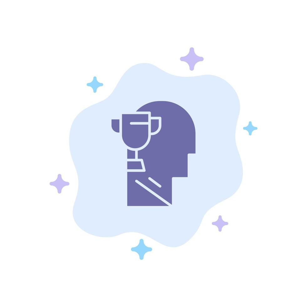 Mind Brian Award Head Blue Icon on Abstract Cloud Background vector