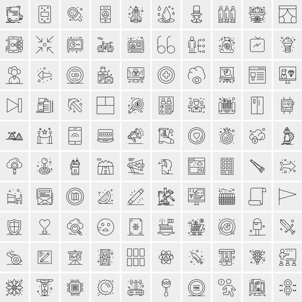 Pack of 100 Universal Line Icons for Mobile and Web vector