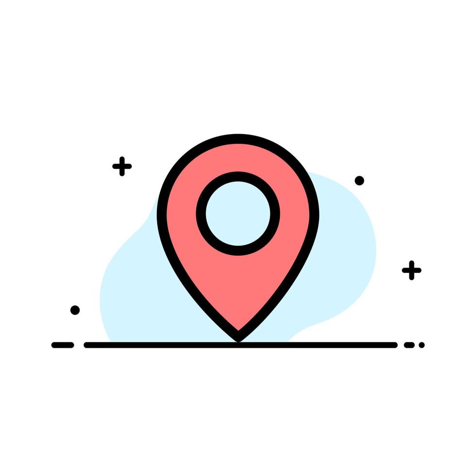 plantilla de banner de vector de icono lleno de línea plana de negocio de mapa de ubicación de twitter