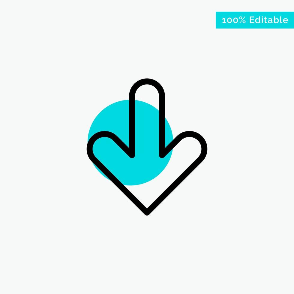 Arrow Down Direction Download turquoise highlight circle point Vector icon