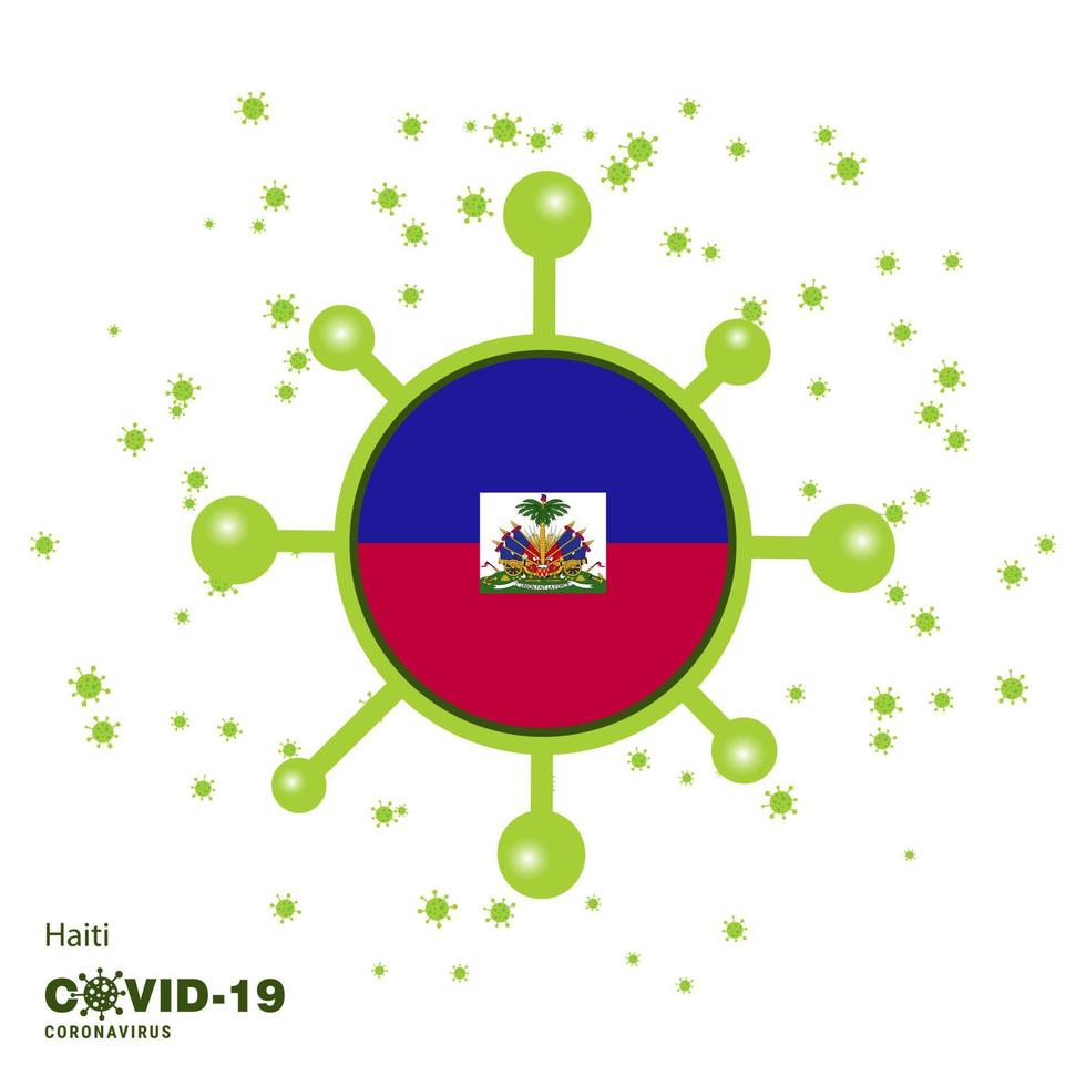 Haiti Coronavius Flag Awareness Background Stay home Stay Healthy Take care of your own health Pray for Country vector
