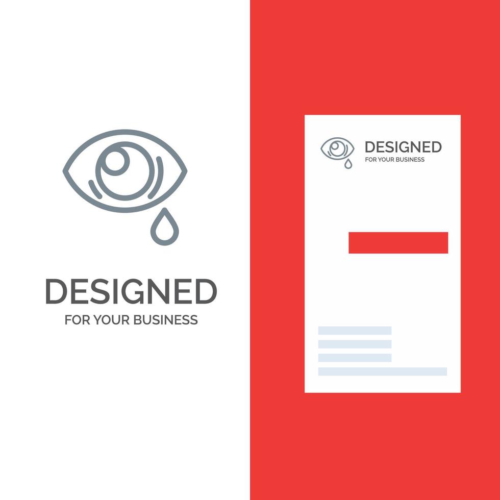 Eye Droop Eye Sad Grey Logo Design and Business Card Template vector