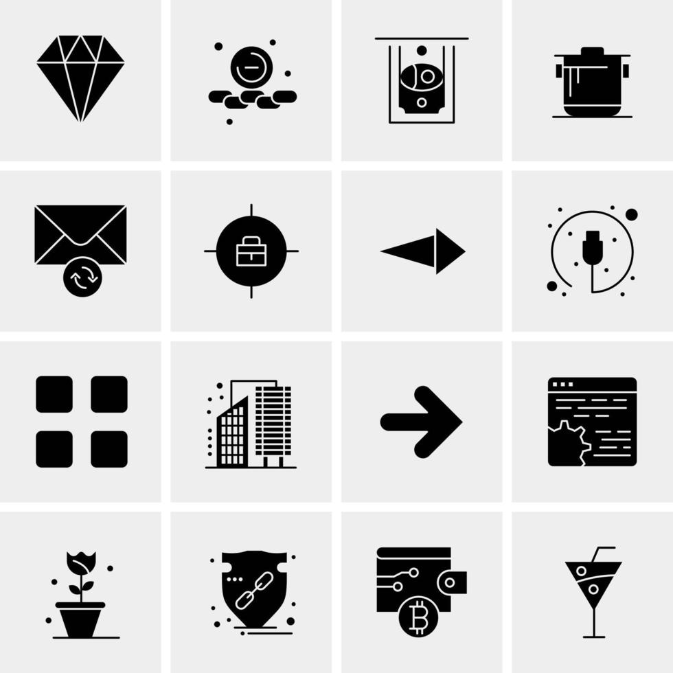 16 iconos de negocios universales vector ilustración de icono creativo para usar en proyectos relacionados con la web y dispositivos móviles