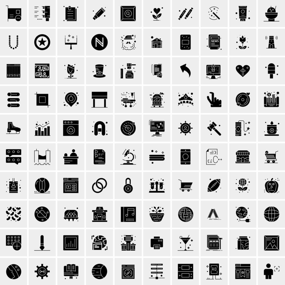 Set of 100 Universal Solid Icons vector