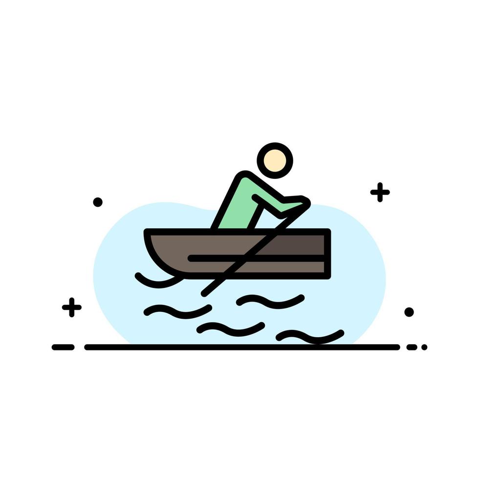 Boat Rowing Training Water  Business Flat Line Filled Icon Vector Banner Template