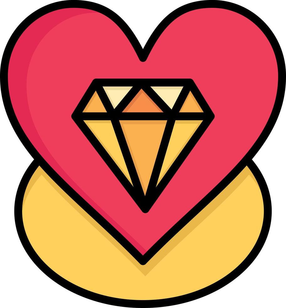 plantilla de banner de icono de vector de icono de color plano de boda de corazón de amor de diamante