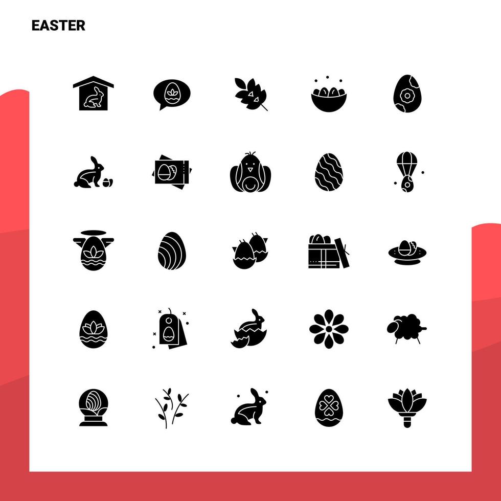 25 conjunto de iconos de pascua plantilla de ilustración de vector de icono de glifo sólido para ideas web y móviles para empresa comercial