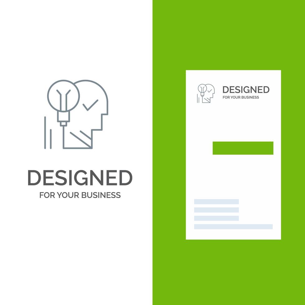 Creative Brain Idea Light bulb Mind Personal Power Success Grey Logo Design and Business Card Template vector