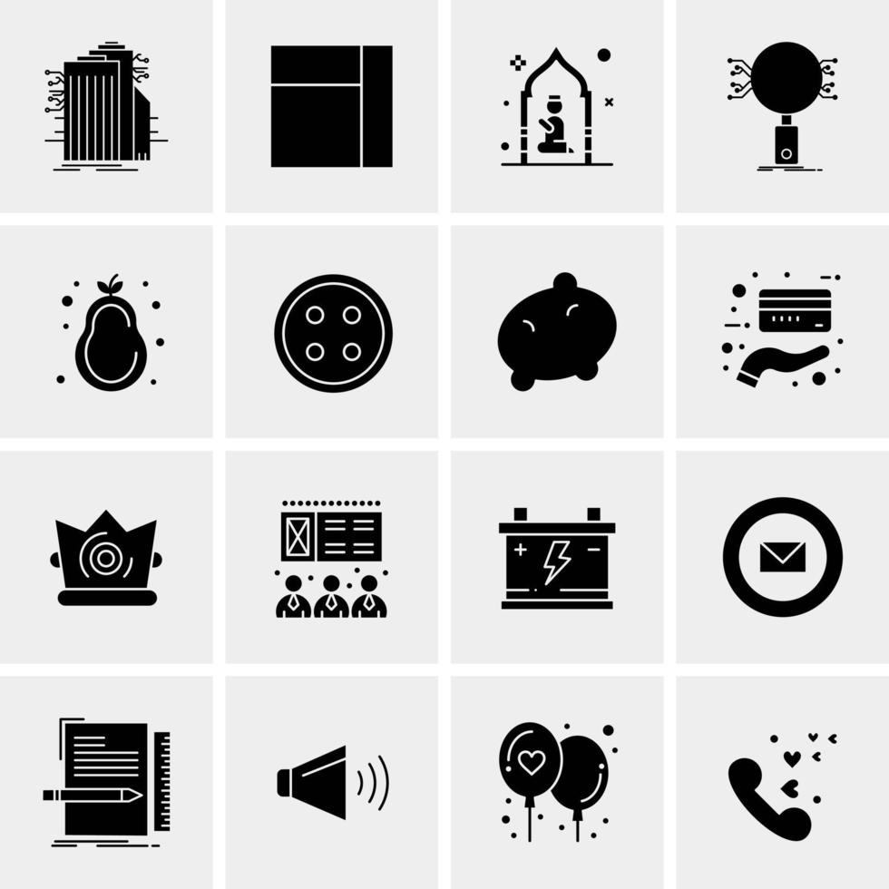 16 iconos de negocios universales vector ilustración de icono creativo para usar en proyectos relacionados con la web y dispositivos móviles